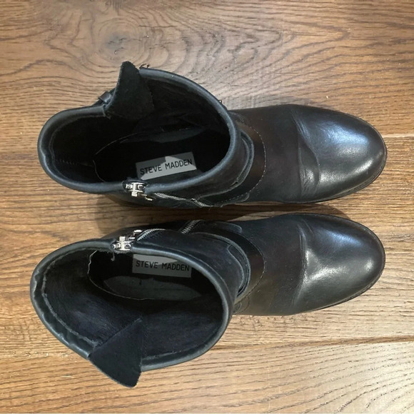 STEVE MADDEN Sz 7 Moto Style Zipper Buckle Booties - Picture 12 of 15